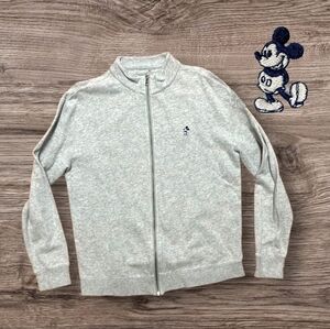 Disney Mickey Mouse Full Sweater Jacket Gray Mens Small / Womens Medium Logo